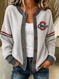 Women'S Casual Football Plant Knitted Cardigan Top