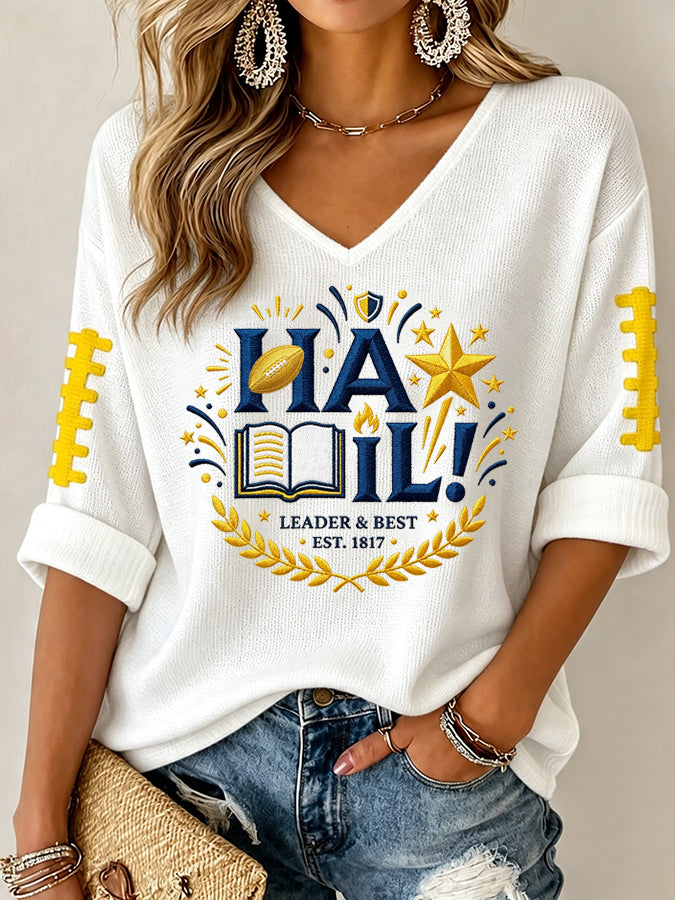 Women'S Football Print Waffle Top