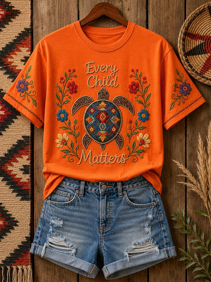 Women's  Retro Orange Shirt Day Print T-shirt