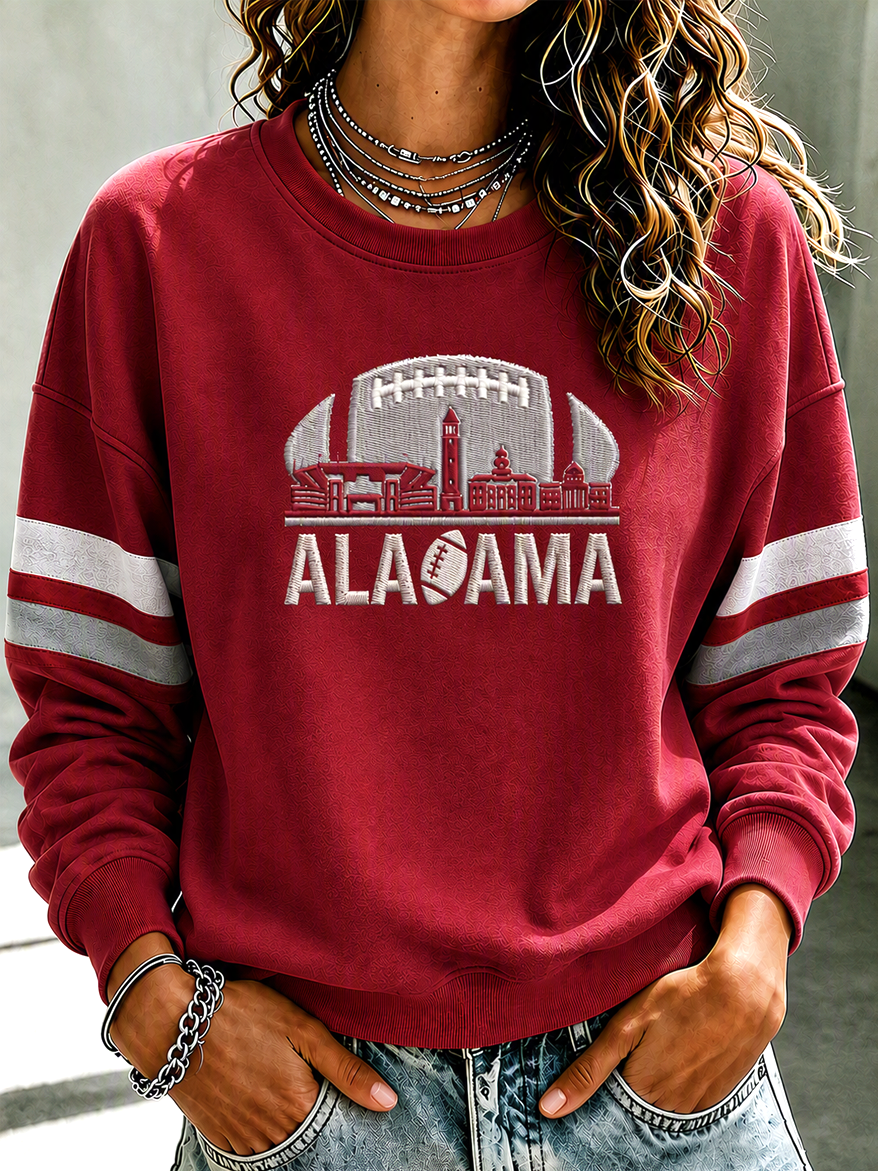 Women'S Retro Football Round Neck Sports Shirt