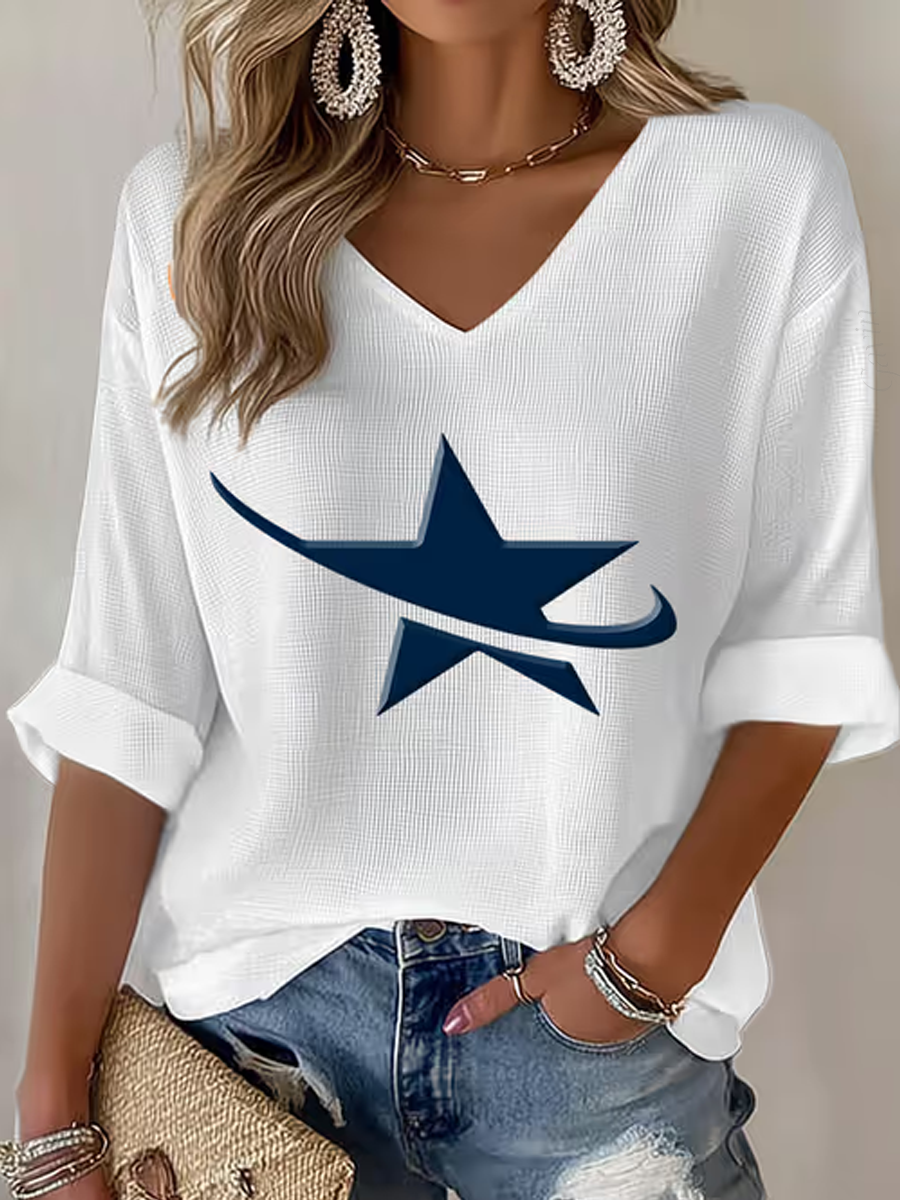Women'S Football Print Waffle Top