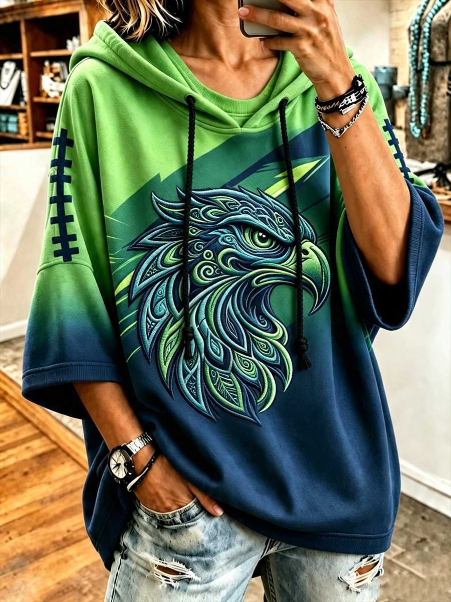 Women's Football Game Print Casual Hoodie