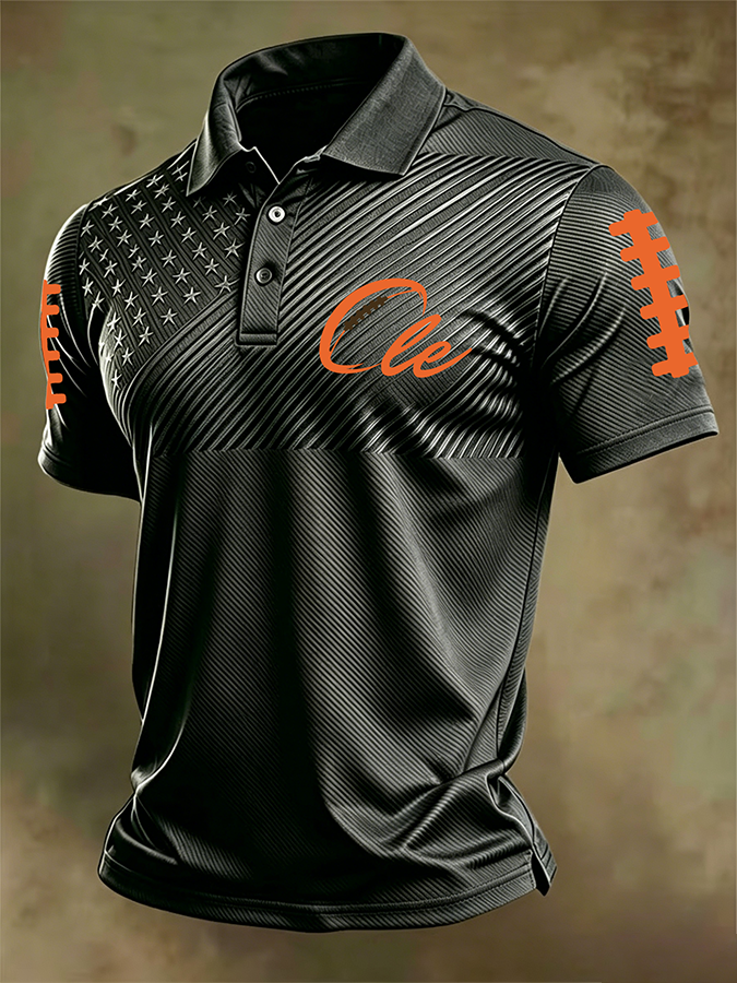 Men'S Retro Rugby Collar Polo T-Shirt