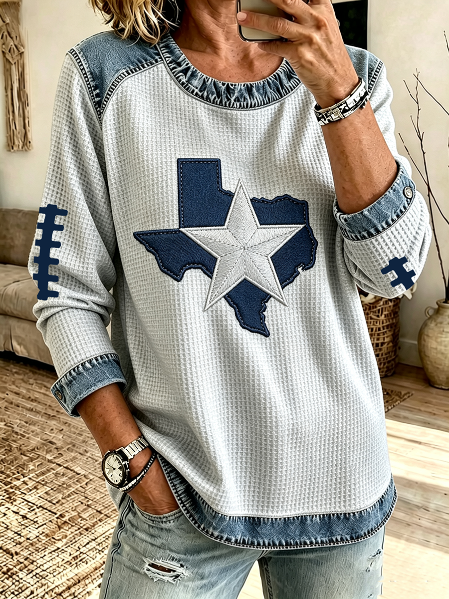 Women's Football Print Long Sleeved Sweatshirt