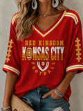 Women's Football Print Waffle Top
