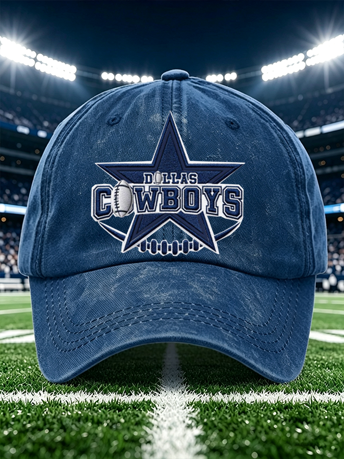 Unisex Football Print Washed Duckbill Cap