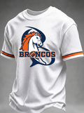 Unisex Denver Broncos Football Logo Printed Waffle Knit T-shirt