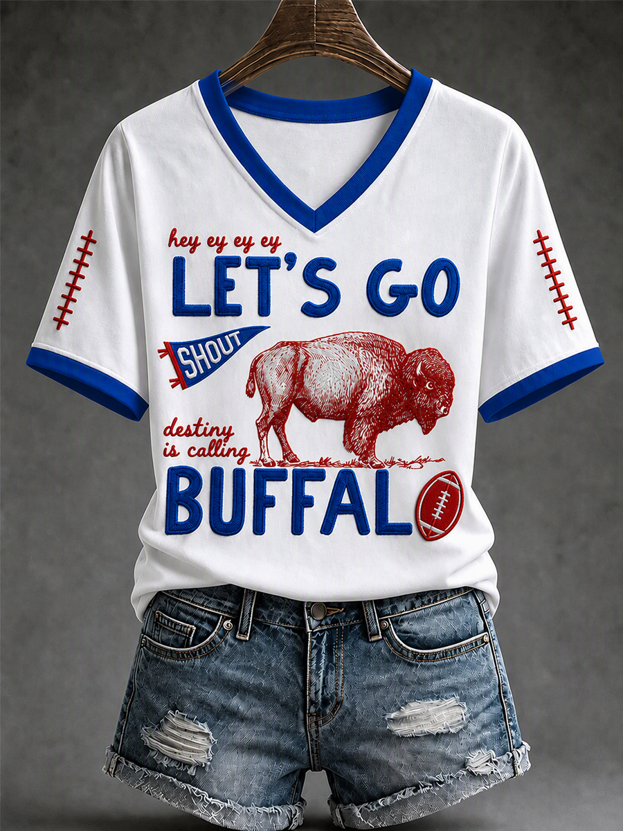 Women's Football Lover Bulls BUF Art Printed T-shirt