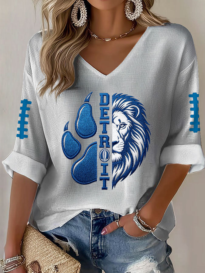 Women'S Football Print Waffle Top