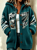Women's Football Printed Casual Cardigan