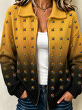 Women'S Rugby Gradient Printed Knitted Cardigan