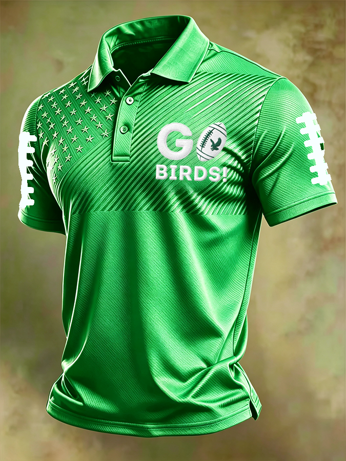 Men'S Football Print Polo T-Shirt