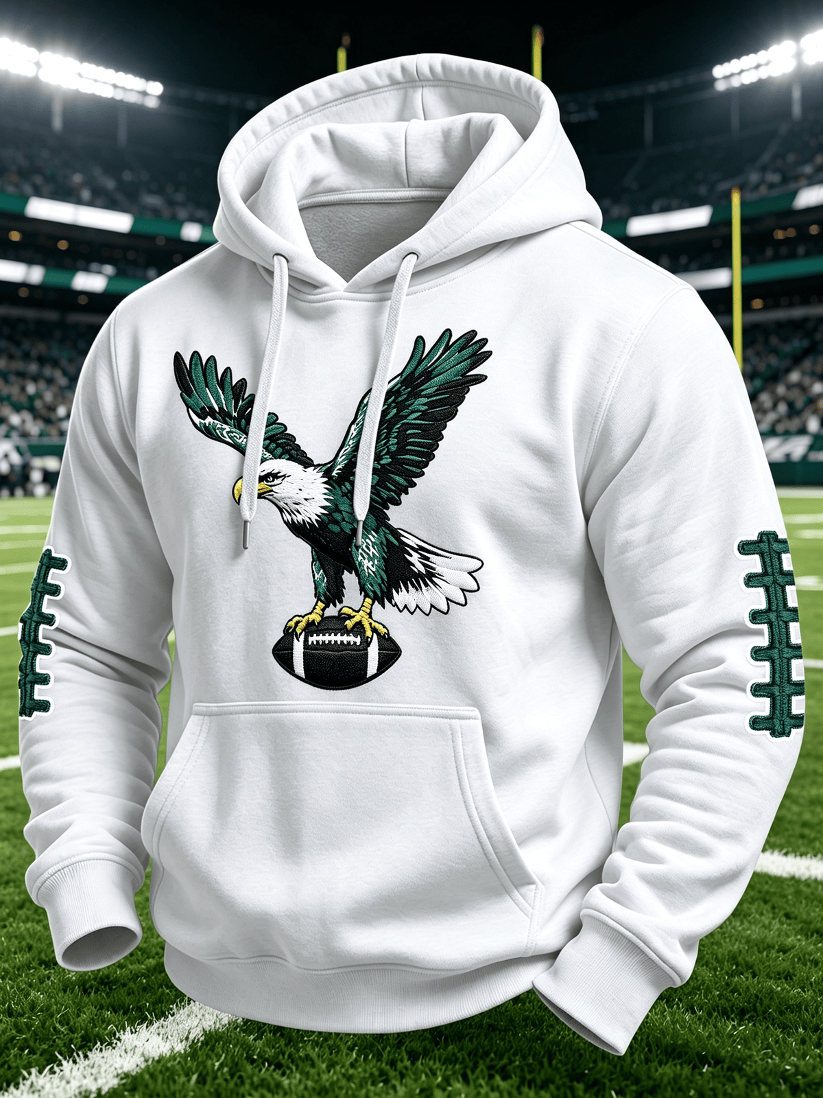 Men'S Casual Football Print Hooded Sweatshirt