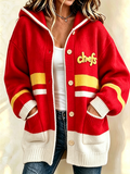 Women's Football Supporters Hooded Knit Cardigan