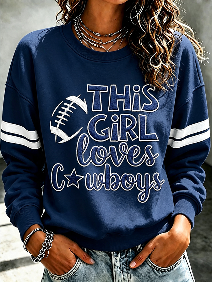 Ladies' Rugby Printed Round Neck T-Shirt