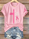 Pink Series Disease Health Awareness Public Welfare Printed Round Neck T-Shirt