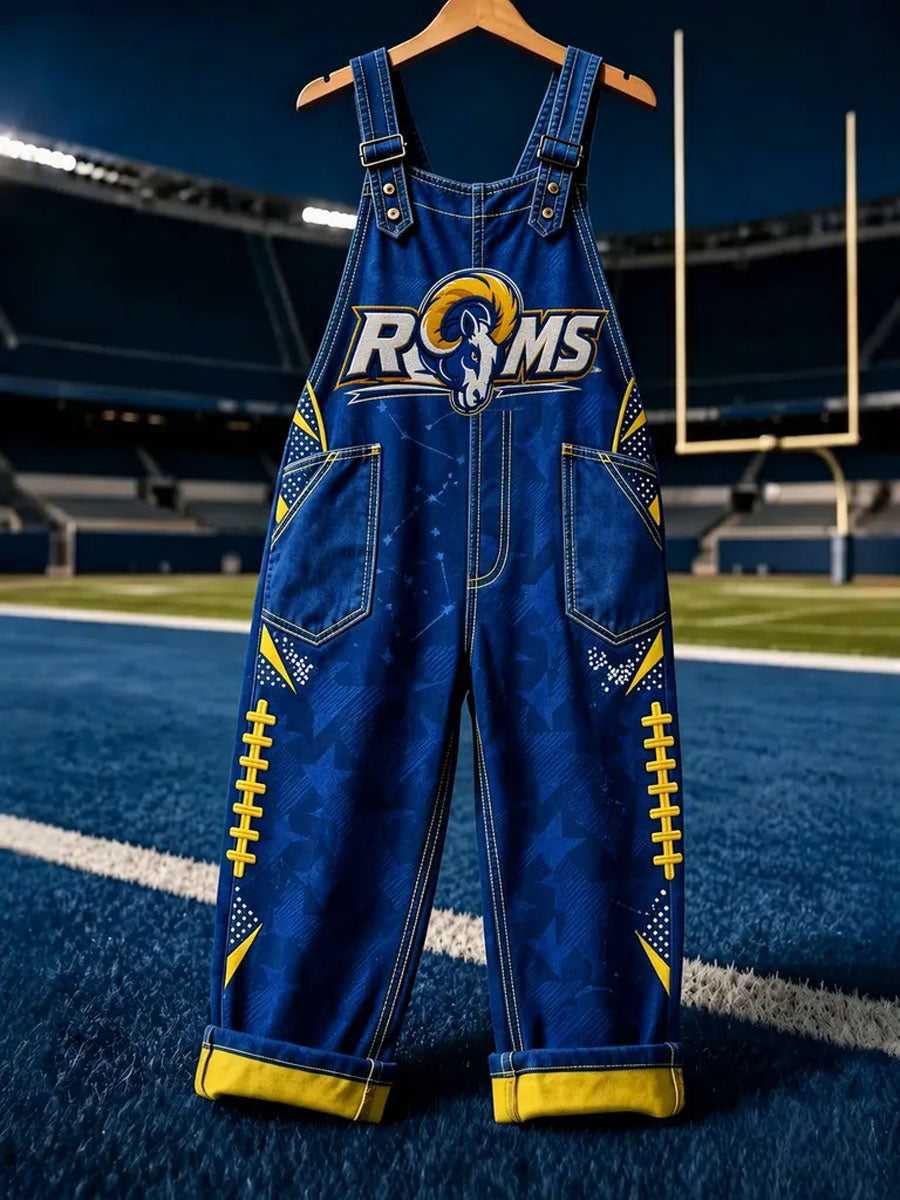 Women's Football Fans Print Patchwork Jumpsuit