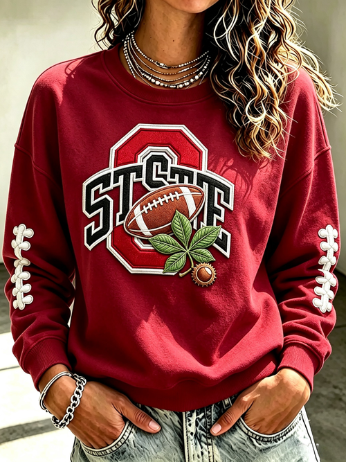 Ladies' Rugby Printed Round Neck T-Shirt