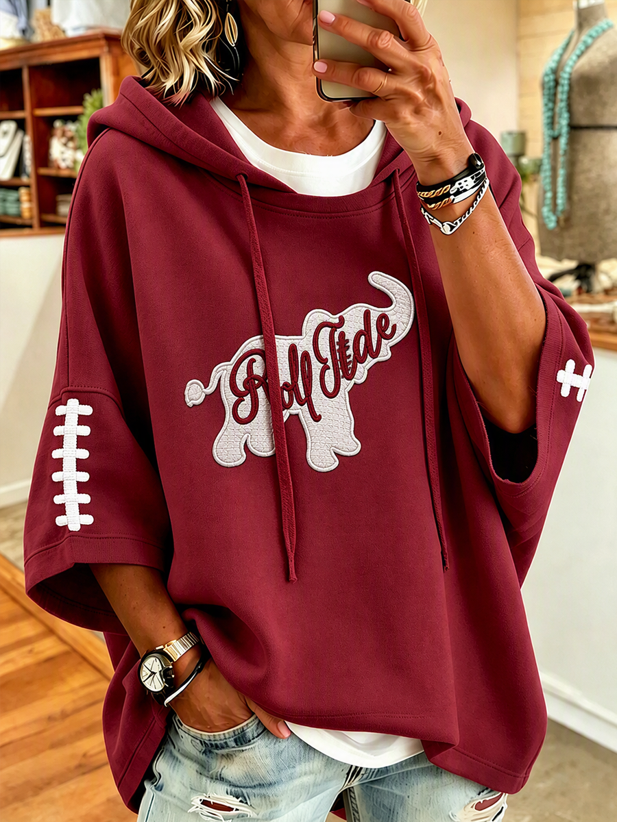 Women'S Retro Rugby Printed Hoodie