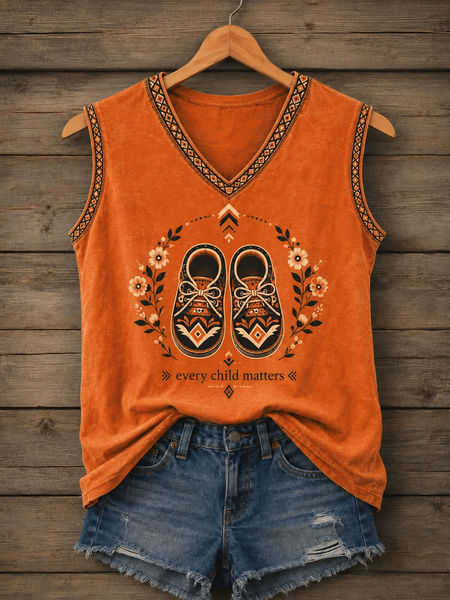 Women's Orange Shirt Day Print Casual Vest