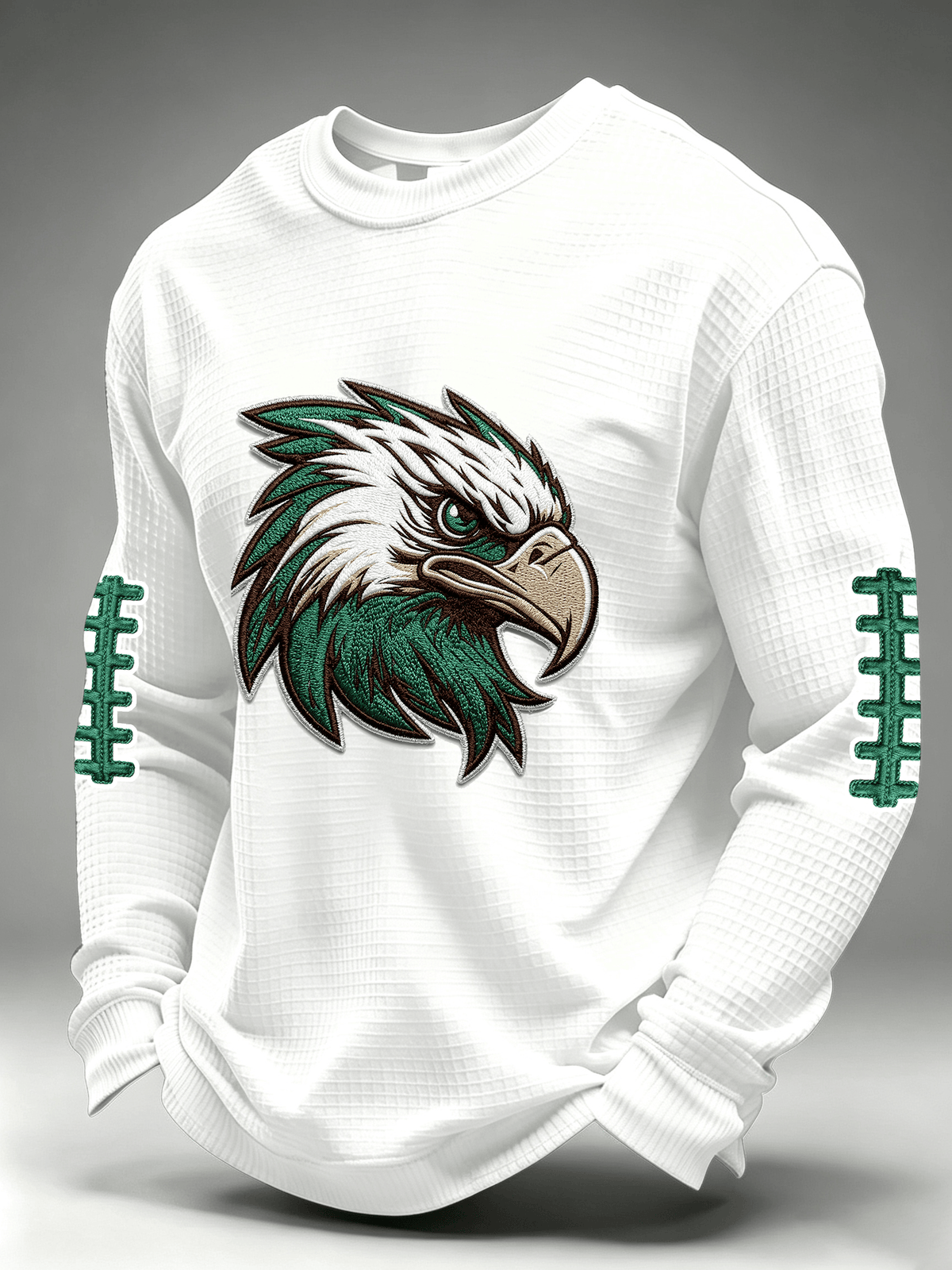 Men'S Casual Football Waffle Round Neck Top