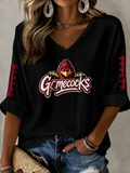Women'S Football Print Waffle  Top
