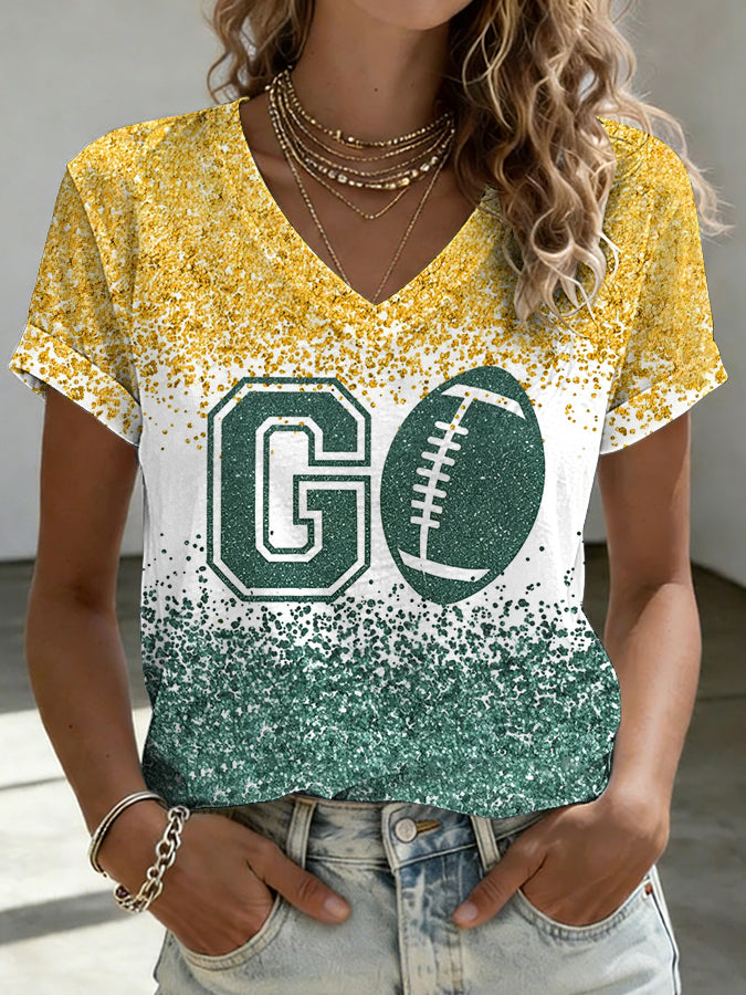 Women'S Football Print Waffle Top
