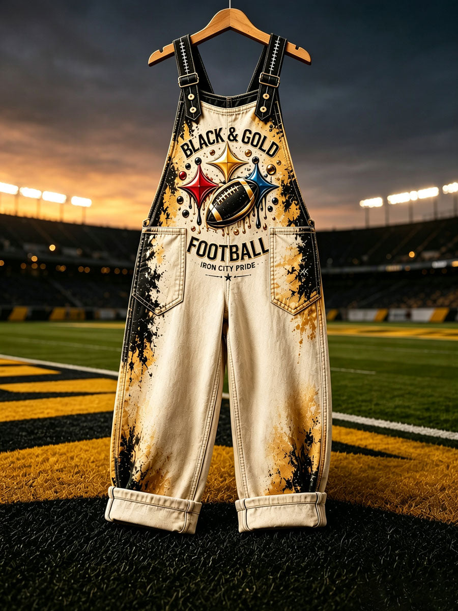 Women's Football Fans Print Patchwork Jumpsuit