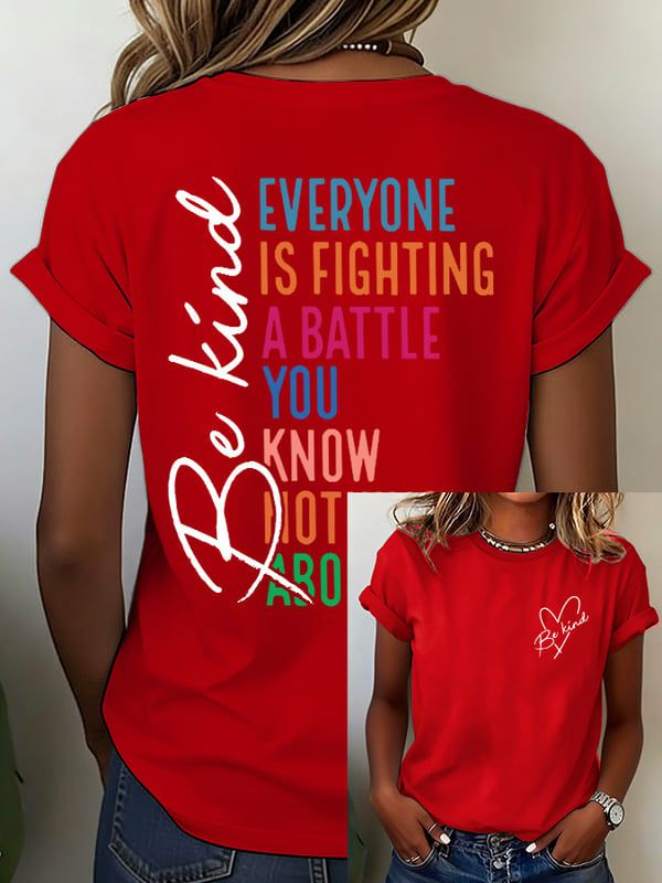 Women's Mental Health Slogan Print T-Shirt