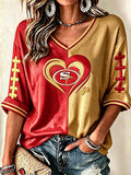 Women'S Football Print Waffle Top