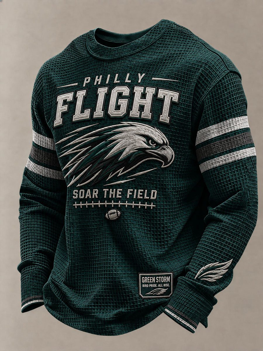 Men's Eagles Football Fan Round Neck Waffle Hoodie