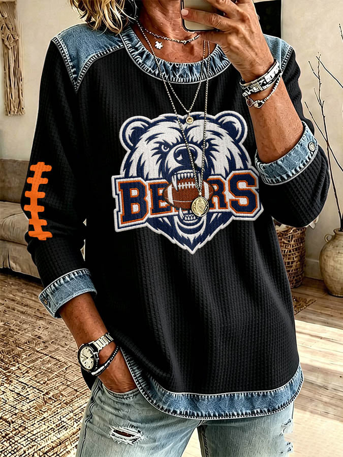 Women'S Football Printed Casual Long Sleeve Top
