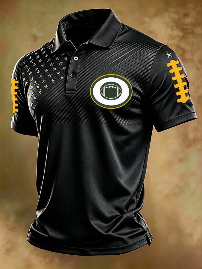 Men'S Football Printed Polo Shirt
