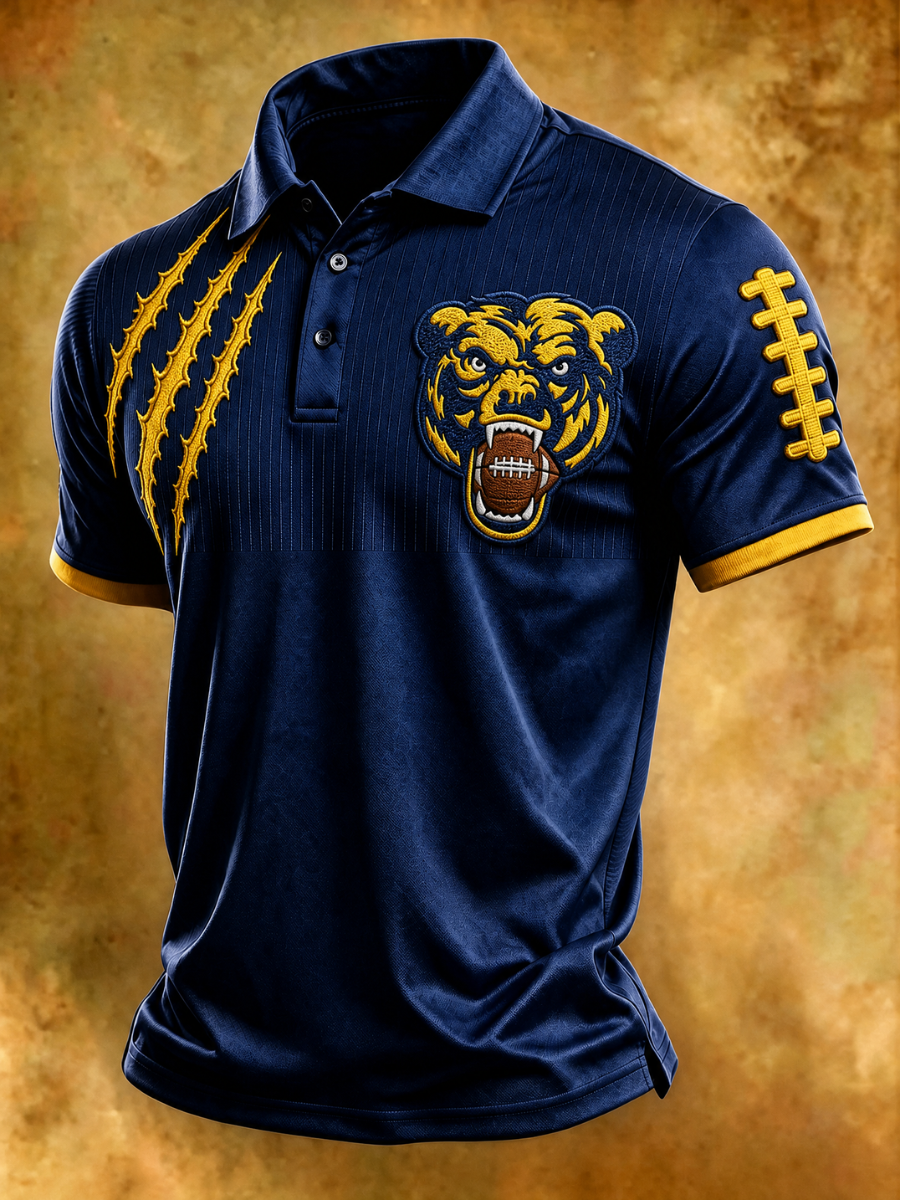 Men's Football Sports Casual Polo Shirt