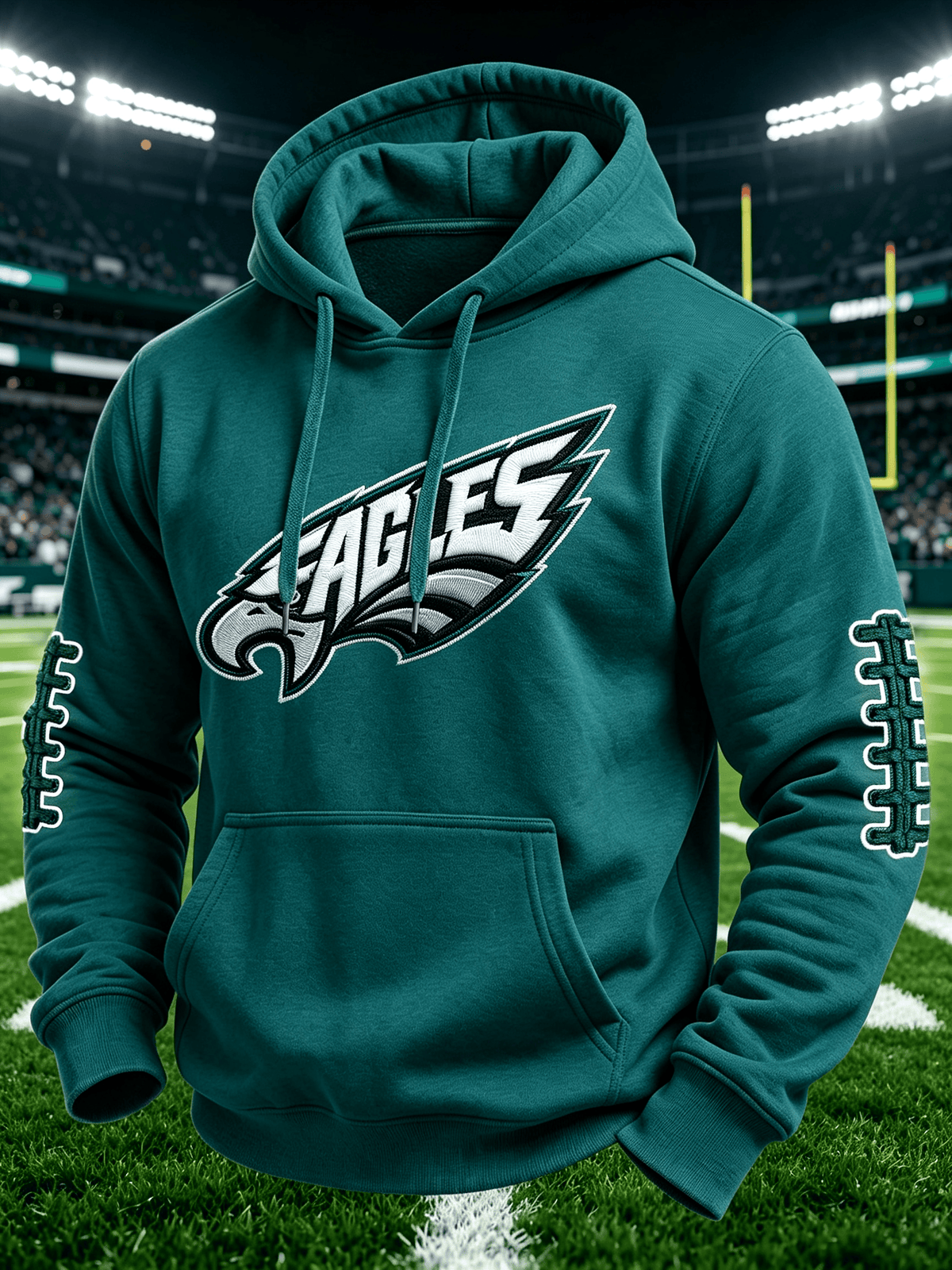 Men'S Casual Football Print Hooded Sweatshirt
