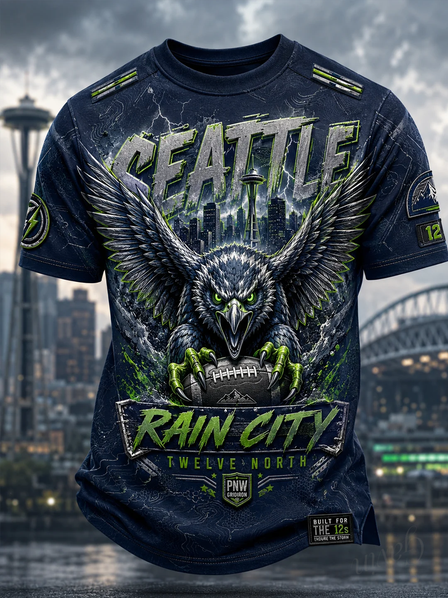 Men'S Football Printed Short Sleeved T-Shirt