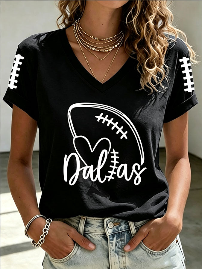 Women's Football Printed Casual T-shirt