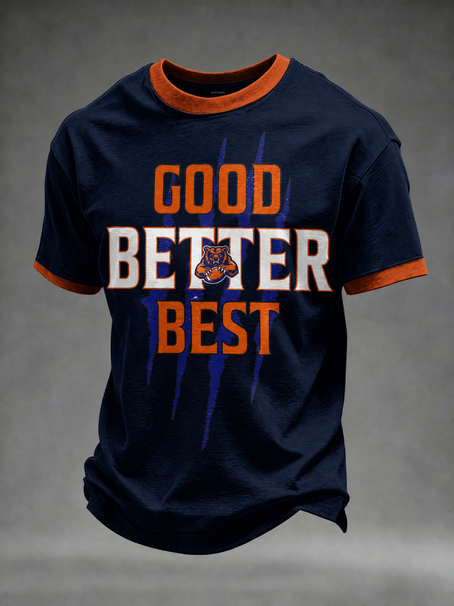 Men's Football Good Better Best printed short sleeved T-shirt