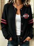 Women'S Casual Football Plant Knitted Cardigan Top