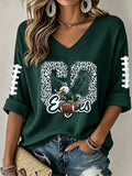 Women'S Football Print Waffle Top
