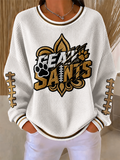 Women'S Football Print Casual  Printed Waffle Sweatshirt