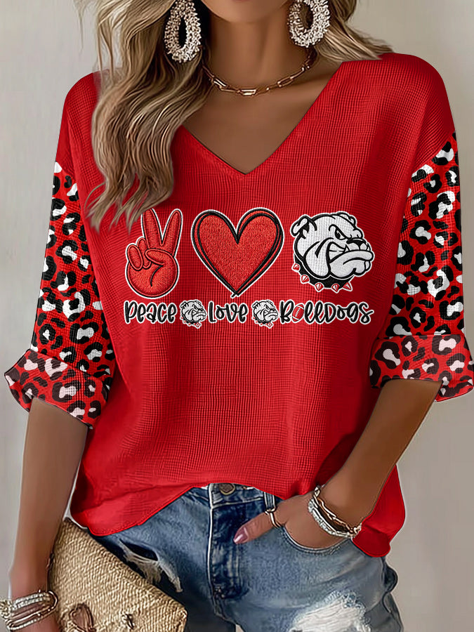 Women'S Football Print Waffle  Top