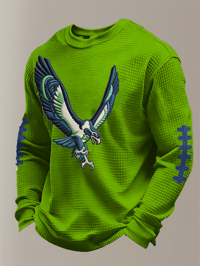 Men's Football Waffle Fabric Long-sleeved T-shirt