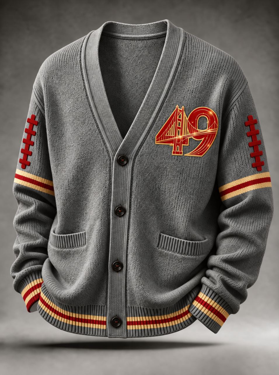 Men'S Sports Football Long Sleeved Cardigan