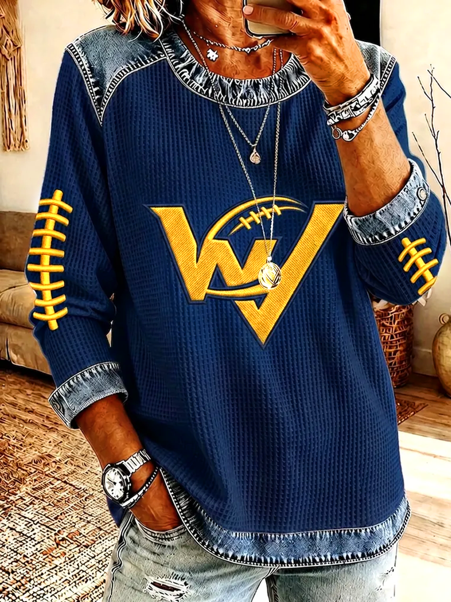 Women's Football Print Long Sleeved Sweatshirt