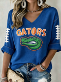Women'S Football Print Waffle Top