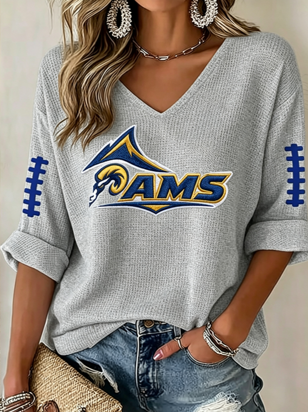 Women'S Football Print Waffle Top