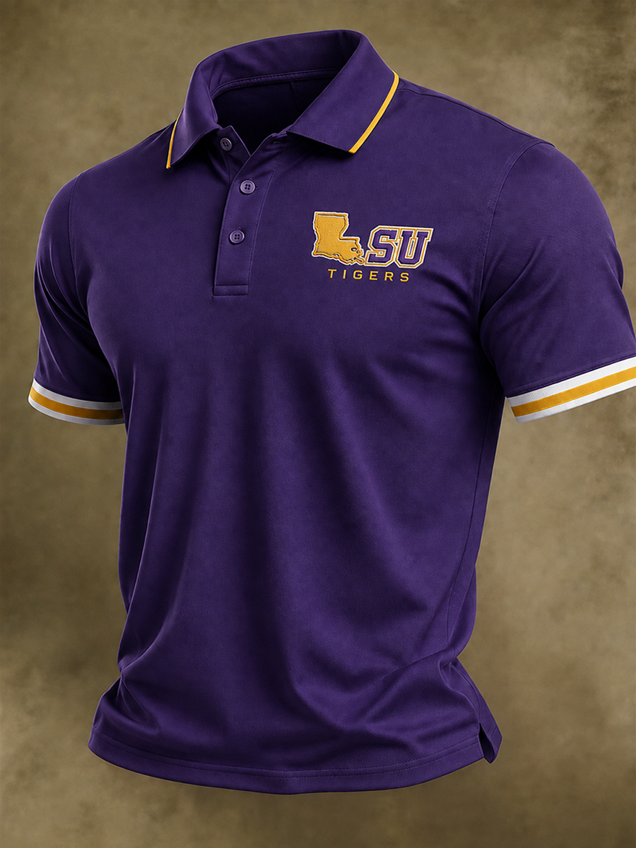Men's Retro Rugby Collar Polo T-Shirt