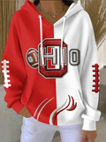 Women'S College Football Printed Hooded Sweatshirt