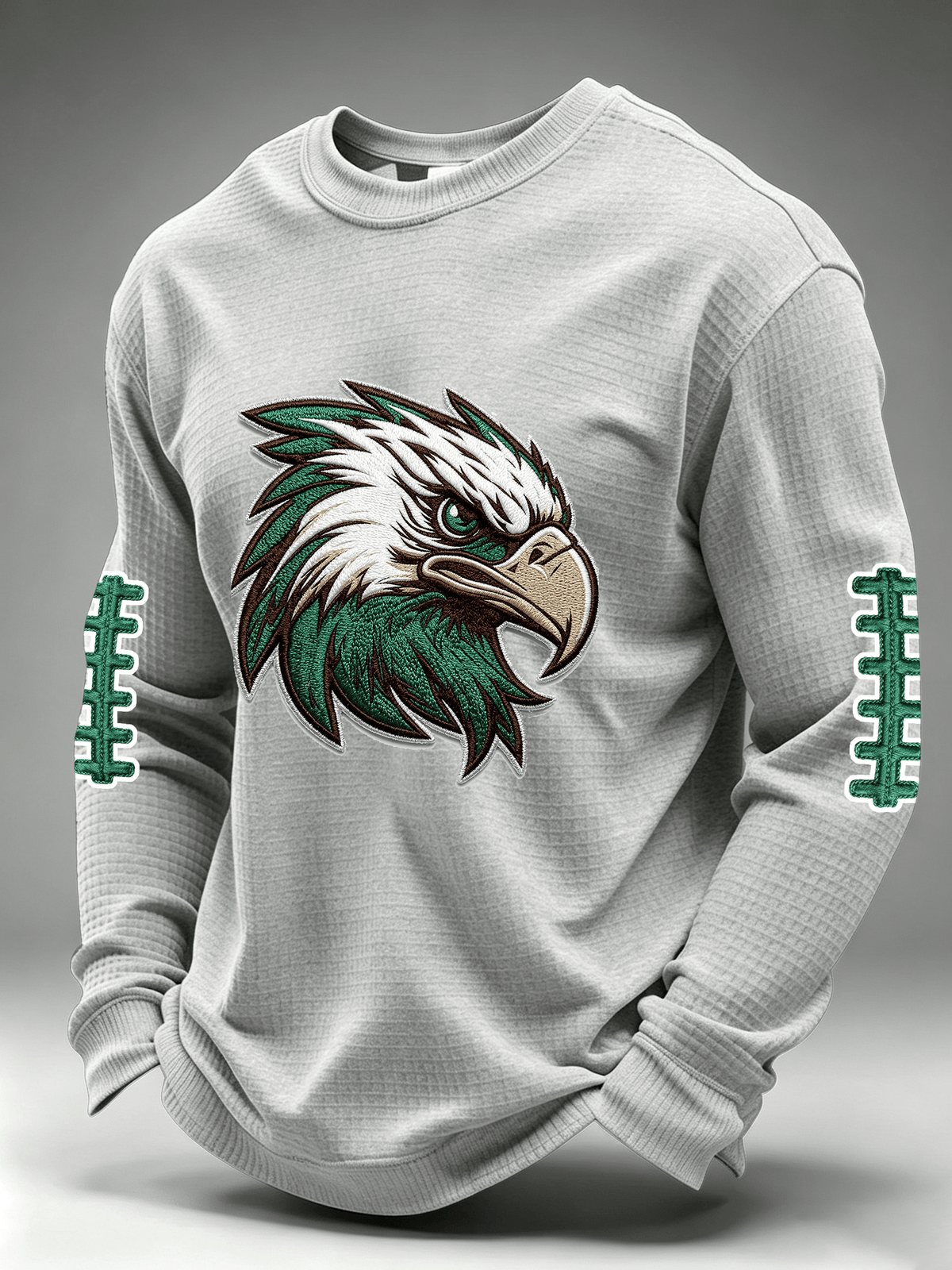 Men'S Casual Football Waffle Round Neck Top